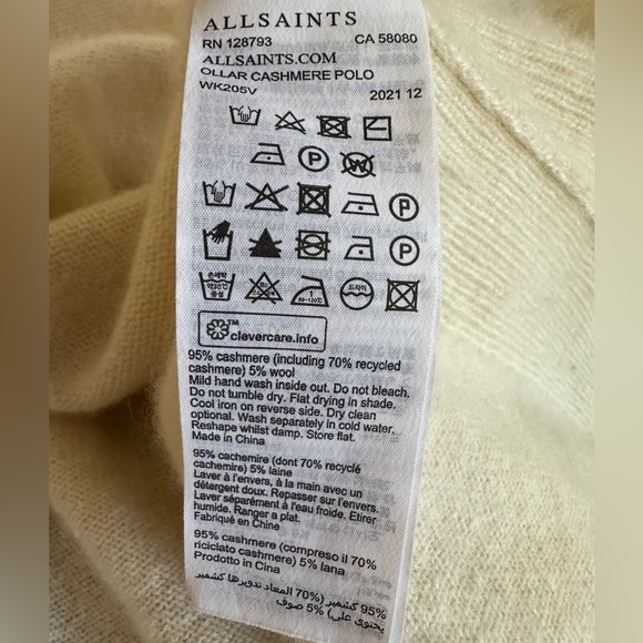 ALLSAINTS CASHMERE OLLOR POLO size Med - Picture 7 of 7